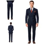 Men's 2 Piece Double Breasted Suit (Blue) - Image 2
