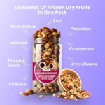 Growfitz Premium 15-in-1 Trial Mix 400g | Healthy Mixed Dry Fruits, Nuts & Seeds | Cashews, Almonds, Pistachio, Cranberries, Raisins, Pumpkin, Sunflower | High Protein Snack | Reusable Jar, Pack of 2 - Image 3