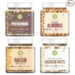 NatureVit Dry Fruits Combo Pack, 1 Kg | Almond, Cashew, Raisins, Roasted Pistachio (250gm x 4) | Tasty, Fresh & Healthy | High in Protein | Healthy Gifts Hamper Every Occasion, Diwali Gift Pack Family, Corporate Office Gifts Combo - Image 8