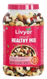 LIVYOR Healthy Mix Nuts, Seeds And Berries Combo Pack - 1Kg| Mix Dry Fruits| Trail Mix| Cashews & Almonds| Black Raisins| Pumpkin| Sunflower & Flax| Cranberries| Cherries & Dried Amla - Image 7