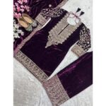 NIDHI FASHION FABRICS WOMEN'S Velvet FullStichedsalwar suit Designer SAnarkaliStitchedSuit Fully Stitched Suit for Women Dark Blue - Image 6