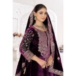NIDHI FASHION FABRICS WOMEN'S Velvet FullStichedsalwar suit Designer SAnarkaliStitchedSuit Fully Stitched Suit for Women Dark Blue - Image 3