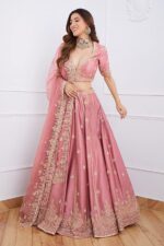 TRENDMALLS Women's Satin Embroidery Sequence Work Lehenga Choli Set with Dupatta For Women SemiStitch | Stylish Wedding Lehenga Choli for women - Image 6