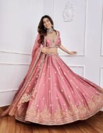TRENDMALLS Women's Satin Embroidery Sequence Work Lehenga Choli Set with Dupatta For Women SemiStitch | Stylish Wedding Lehenga Choli for women - Image 5