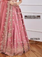 TRENDMALLS Women's Satin Embroidery Sequence Work Lehenga Choli Set with Dupatta For Women SemiStitch | Stylish Wedding Lehenga Choli for women - Image 3