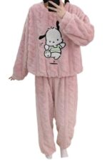 Women Fuzzy Fleece Long Sleeve 2 Piece Loungewear Outfits Sweater Pants Pyjama Sets