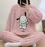 Women Fuzzy Fleece Long Sleeve 2 Piece Loungewear Outfits Sweater Pants Pyjama Sets - Image 5