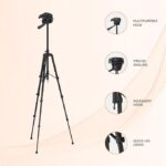 Lightweight Aluminium Tripod with Monopod | Multipurpose 3-Way Head | Extendable Height (52-160 cm) | Monopod Height (45-104 cm) | Includes Carry Bag | for DSLR Cameras & GoPro - Image 3