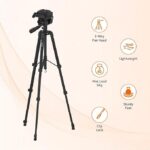 Lightweight Aluminium Tripod with Monopod | Multipurpose 3-Way Head | Extendable Height (52-160 cm) | Monopod Height (45-104 cm) | Includes Carry Bag | for DSLR Cameras & GoPro - Image 5
