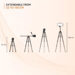 Lightweight Aluminium Tripod with Monopod | Multipurpose 3-Way Head | Extendable Height (52-160 cm) | Monopod Height (45-104 cm) | Includes Carry Bag | for DSLR Cameras & GoPro - Image 7