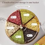 6 Grid Rice Dispenser Food Storage Container with Measuring Cup Rotating Grain Jar for Kitchen Pulses Dal Cereal Flour Beans Dry Food Transparent Organizer Space Saving Box One Click Dispenser - Image 6