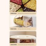 6 Grid Rice Dispenser Food Storage Container with Measuring Cup Rotating Grain Jar for Kitchen Pulses Dal Cereal Flour Beans Dry Food Transparent Organizer Space Saving Box One Click Dispenser - Image 2