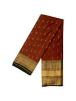 Kanchipuram soft silk saree with gold zari weaving violet colour - Image 3