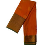 Kanchipuram Soft Silk saree with intricate gold zari work orange color