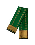 Kanchipuram soft silk saree maroon featuring gold zari butta motifs and a thick traditional gold zari border. - Image 4