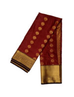 Kanchipuram soft silk saree green featuring gold zari butta motifs and a thick traditional gold zari border. - Image 2