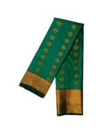 Kanchipuram soft silk saree maroon featuring gold zari butta motifs and a thick traditional gold zari border. - Image 2