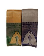 Kubera Pattu Silk Sarees | Blue and Grey, Peacock Motif Woven Design, Traditional Indian Ethnic Wear with Unstitched Blouse - Image 2