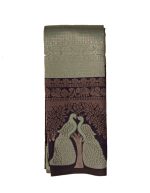 Kubera Pattu Silk Sarees | Blue and Grey, Peacock Motif Woven Design, Traditional Indian Ethnic Wear with Unstitched Blouse - Image 6
