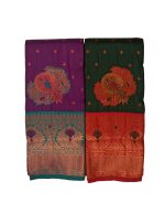 Traditional Kubera Pattu Silk Saree, characterized by its distinctive rich gold and copper zari weaving technique - Image 2