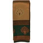 Kubera Pattu Silk Sarees | Peacock feather (Mayil Kan) motif antique gold and copper tones (Zari and Thread Work)