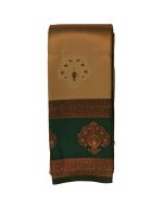 Kubera Pattu Silk Sarees | Peacock feather (Mayil Kan) motif antique gold and copper tones (Zari and Thread Work)