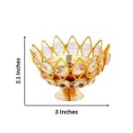 Golden Brass Crystal Lotus Kamal Shape Round Oil Lamp for Diwali Decoration Items - Image 4