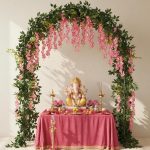 Pink Wisteria Artificial Flowers for Decoration Hanging -12Pc(3.6ft), Ganpati Decoration Setup For Home, 2Pcs 8ft Leaves, varamahalakshmi decorative items, Krishna Janmashtami, Haldi Decor