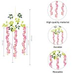 Pink Wisteria Artificial Flowers for Decoration Hanging -12Pc(3.6ft), Ganpati Decoration Setup For Home, 2Pcs 8ft Leaves, varamahalakshmi decorative items, Krishna Janmashtami, Haldi Decor - Image 4