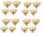 Golden Brass Crystal Lotus Kamal Shape Round Oil Lamp for Diwali Decoration Items - Image 2