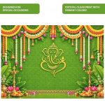 Ganesha Backdrop 7x5ft Decoration Cloth, Puja Background Curtain, Festival Photography Screen Traditional Wall Decor - Image 3