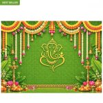 Ganesha Backdrop 7x5ft Decoration Cloth, Puja Background Curtain, Festival Photography Screen Traditional Wall Decor - Image 2