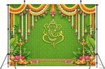 Ganesha Backdrop 7x5ft Decoration Cloth, Puja Background Curtain, Festival Photography Screen Traditional Wall Decor - Image 4