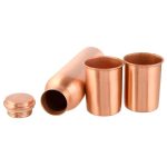 Copper Water Bottle 1 Ltr With Glass Set Leak Proof Design Including 2 Water Glass 300ml Each 100 Percent Pure Copper Best For Gifting With Premium Matt Lacquer Finish - Image 2
