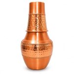 Etched Copper Water Bottle with Matching Glass Traditional Drinkware Set - Image 4
