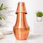 Etched Copper Water Bottle with Matching Glass Traditional Drinkware Set - Image 3