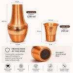 Etched Copper Water Bottle with Matching Glass Traditional Drinkware Set - Image 2