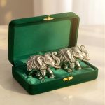Pure Silver Plated Elephant Murti Pack of 2 Vastu & Good Luck Showpiece for Temple,