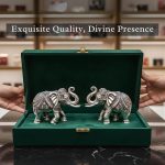 Pure Silver Plated Elephant Murti Pack of 2 Vastu & Good Luck Showpiece for Temple, - Image 3