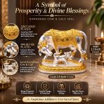 Kamdhenu Cow and Calf Idol Gold & Silver Plated Matte Finish Decorative Murti - Image 3