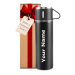 Your Name Double Wall Stainless Steel Thermo 500ml Vacuum Insulated Bottle Water Flask Gift Set with Two Cups Hot & Cold - Image 5