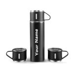 Your Name Double Wall Stainless Steel Thermo 500ml Vacuum Insulated Bottle Water Flask Gift Set with Two Cups Hot & Cold - Image 3