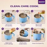 Milton Electric Kettle Multipurpose 1.2L 600W Multi Cooker Kessel 4-in-1 with Idli Stand (2 Plates), Steamer With Stainless Steel Stand, Egg Boiler - Image 2