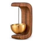 Magnetic Wooden Table Bell with Brass Bowl, Non Electric Door Minimalist