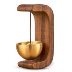 Magnetic Wooden Table Bell with Brass Bowl, Non Electric Door Minimalist
