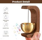 Magnetic Wooden Table Bell with Brass Bowl, Non Electric Door Minimalist - Image 2