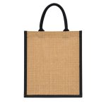 Natural Jute Tote Bag with Contrast Handles for Corporate Branding